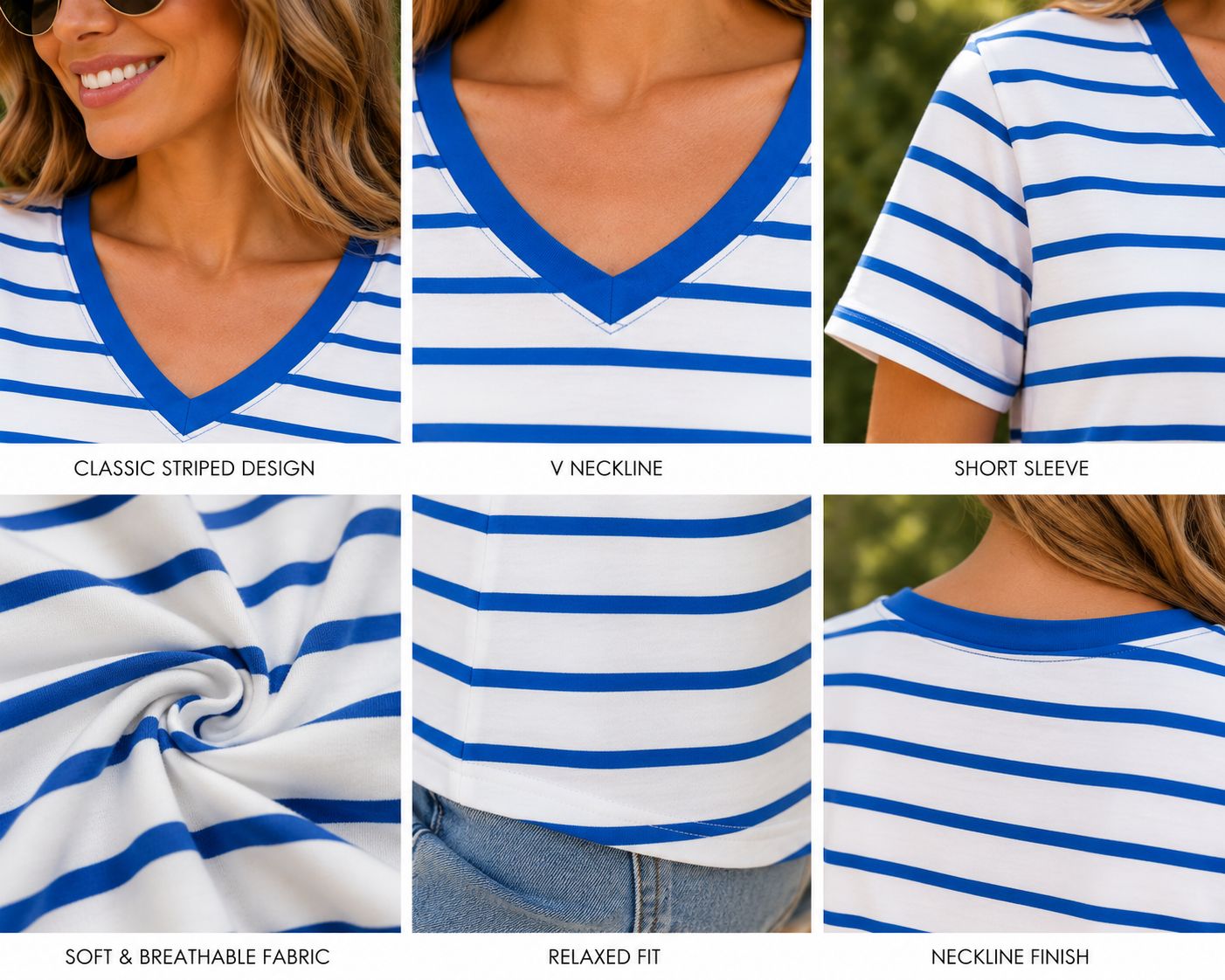 Easy Days Striped V Neck Top | Zenana