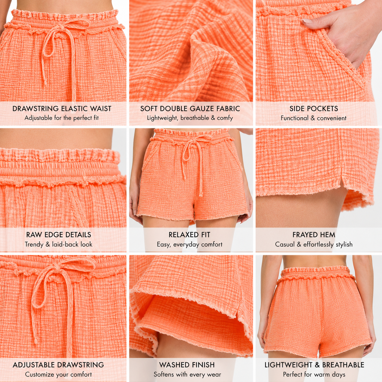 Gauze Drawstring Shorts | Zenana