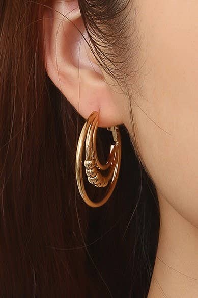 18K STAINLESS STEEL WATERPROOF TARNISH FREE HOOPS