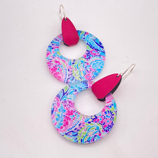 Preppy Pink Stirrup Dangle Earrings