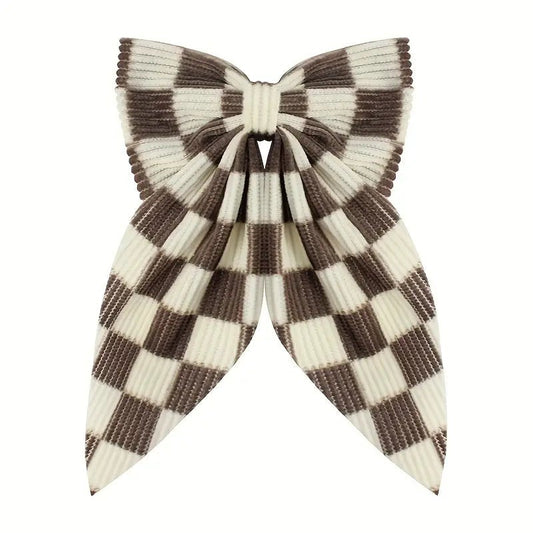 Checkered Bow Hair Clip