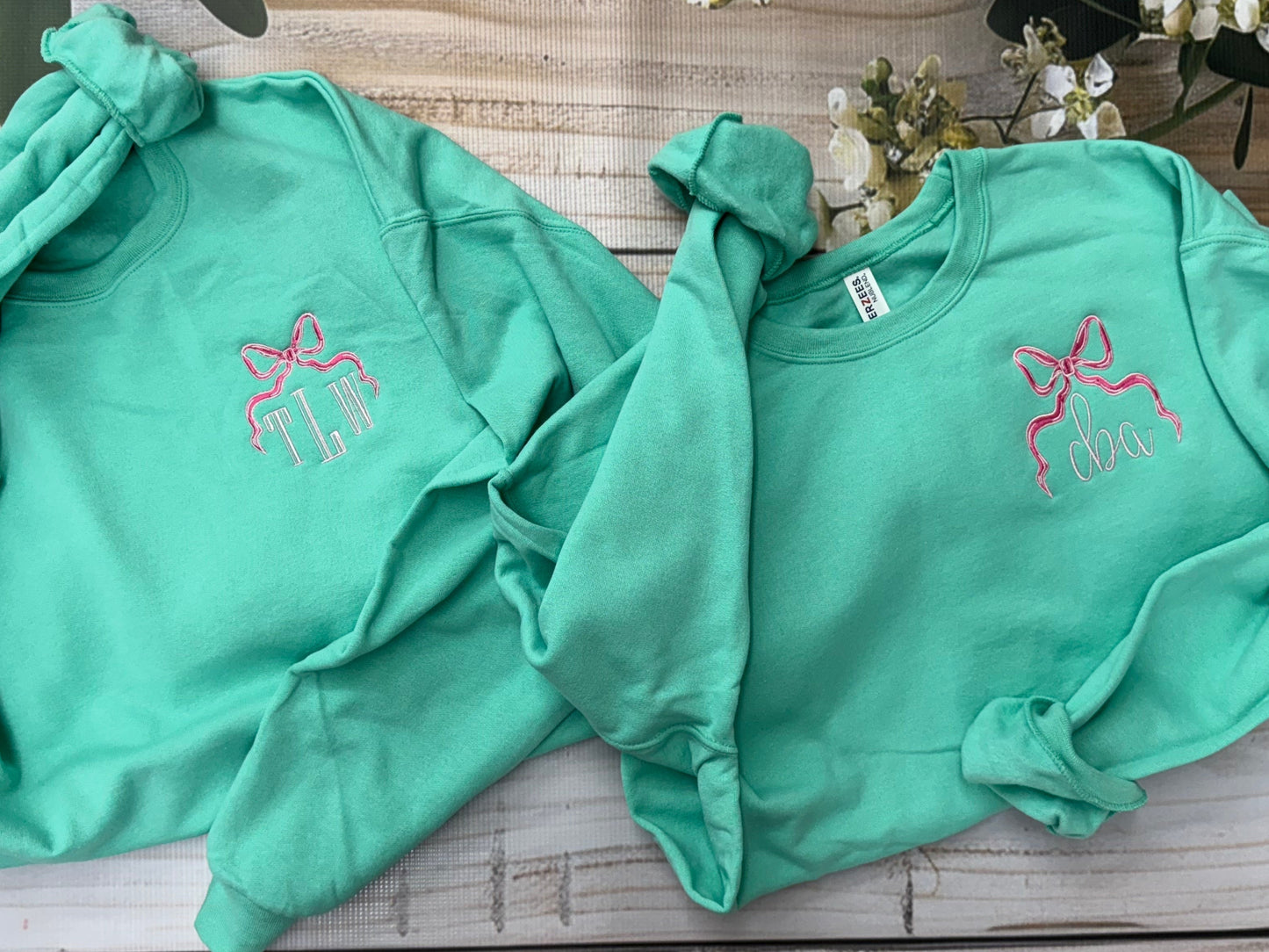 Preppy Monogrammed Embroidered Crewneck Sweatshirt