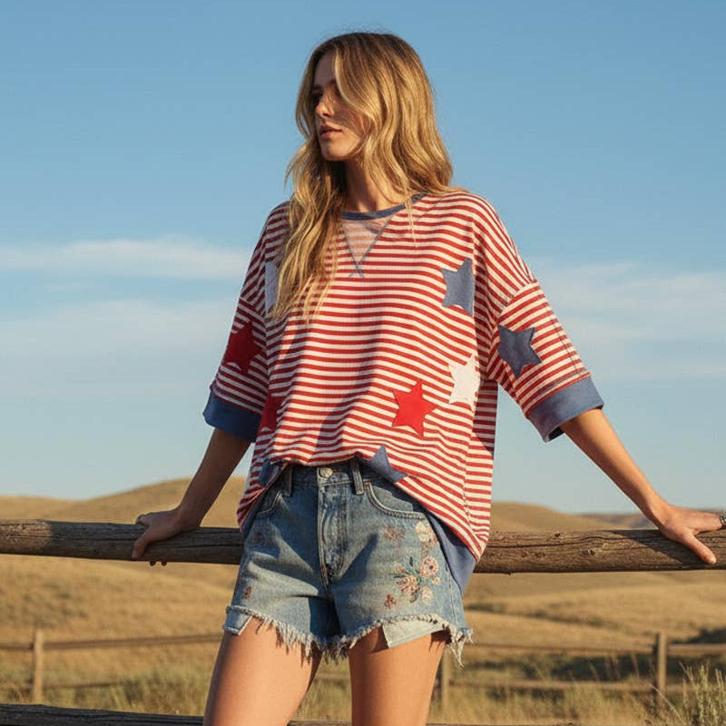 STRIPED AMERICANA OVERSIZED TOP
