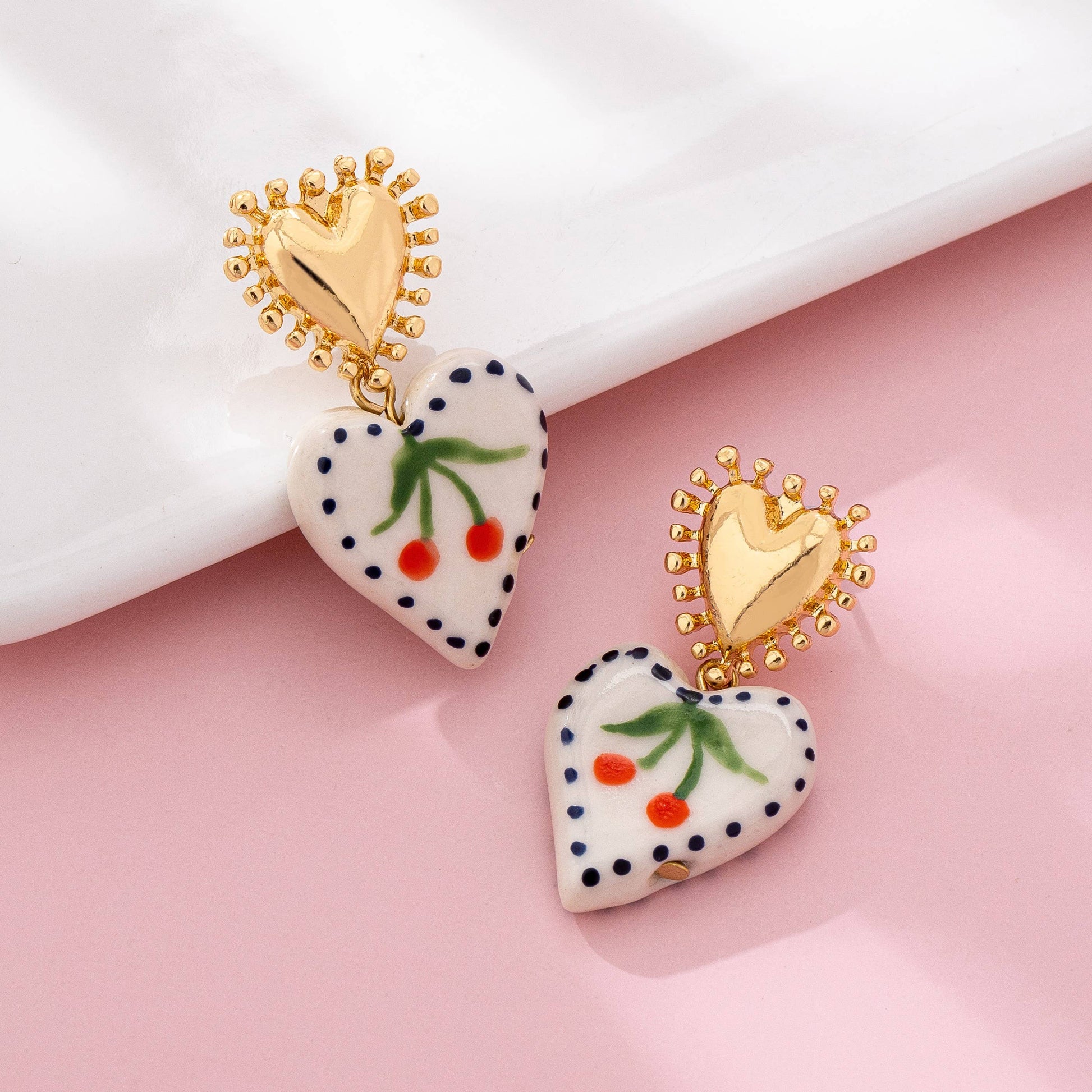 Heart Ceramic Drop Earrings