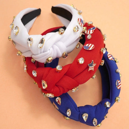 American Flag Star Rhinestone Stud Headband