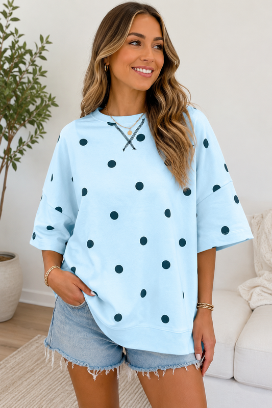 Blue Skies & Polka Dots Oversized Tee
