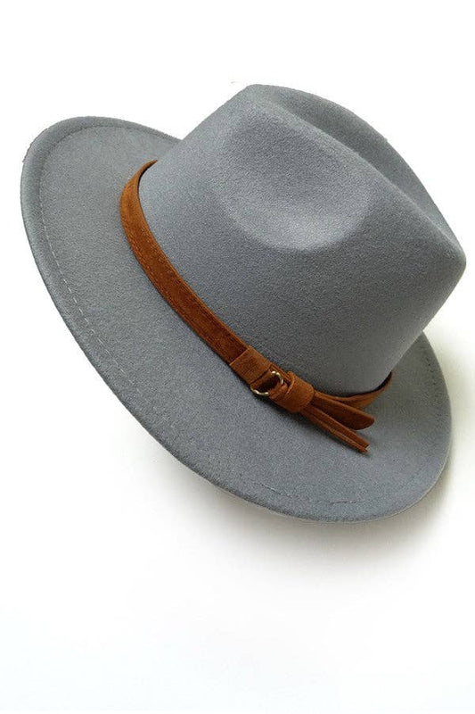 A VINTAGE CLASSIC FEDORA HAT BROWN TIE TRIM