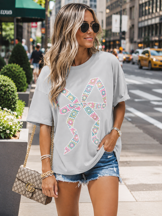 Vintage Charm Bow Patch Top