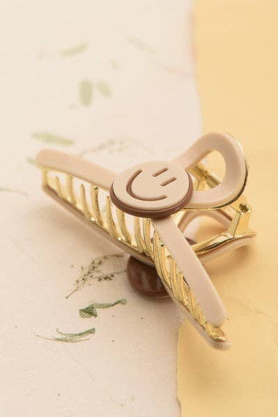 LARGE SMILEY CELLULOSE HAIR CLAW CLIPS