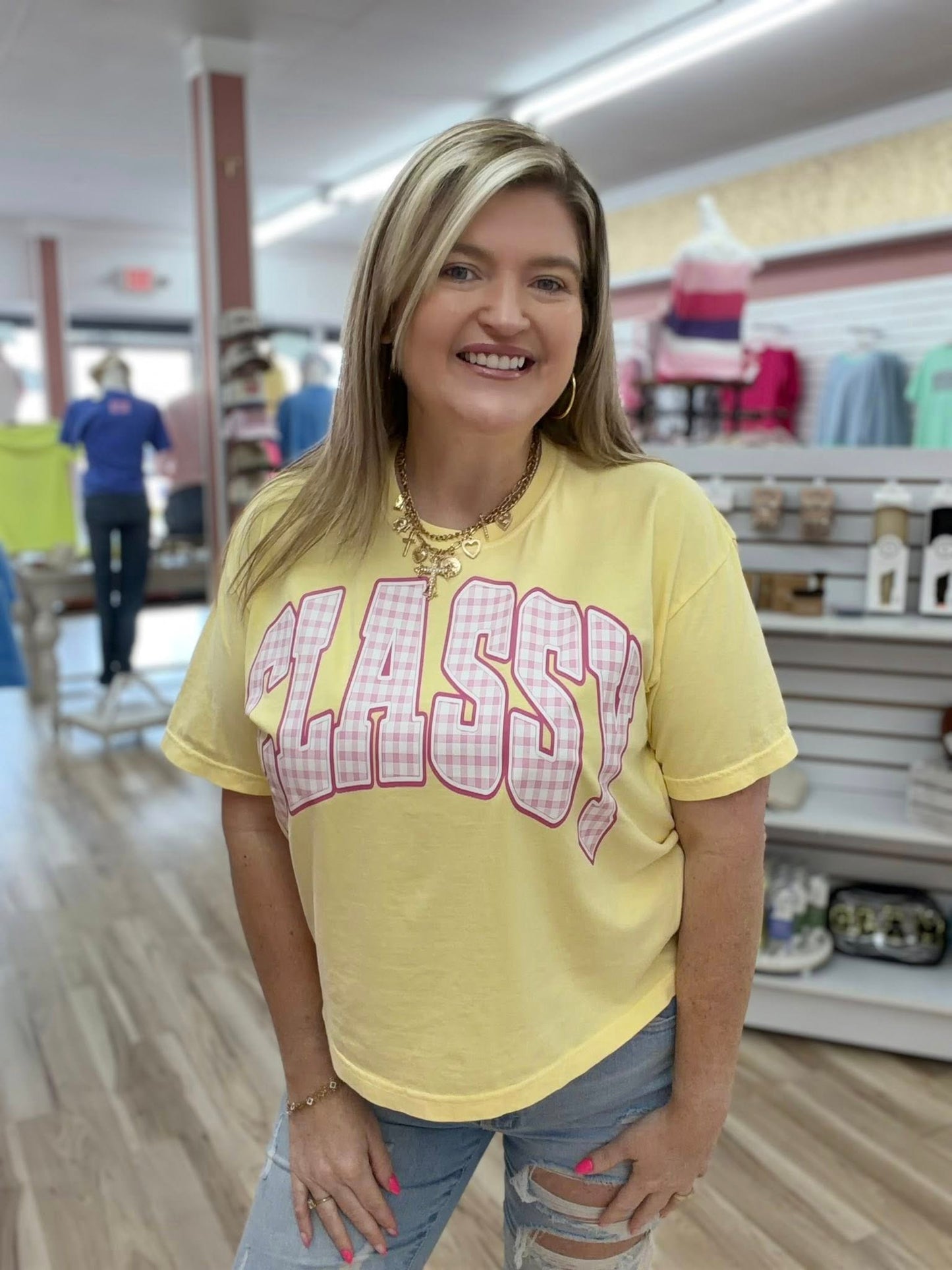 Classy Pink Gingham Graphic Tee | Trendy Tee | Butter