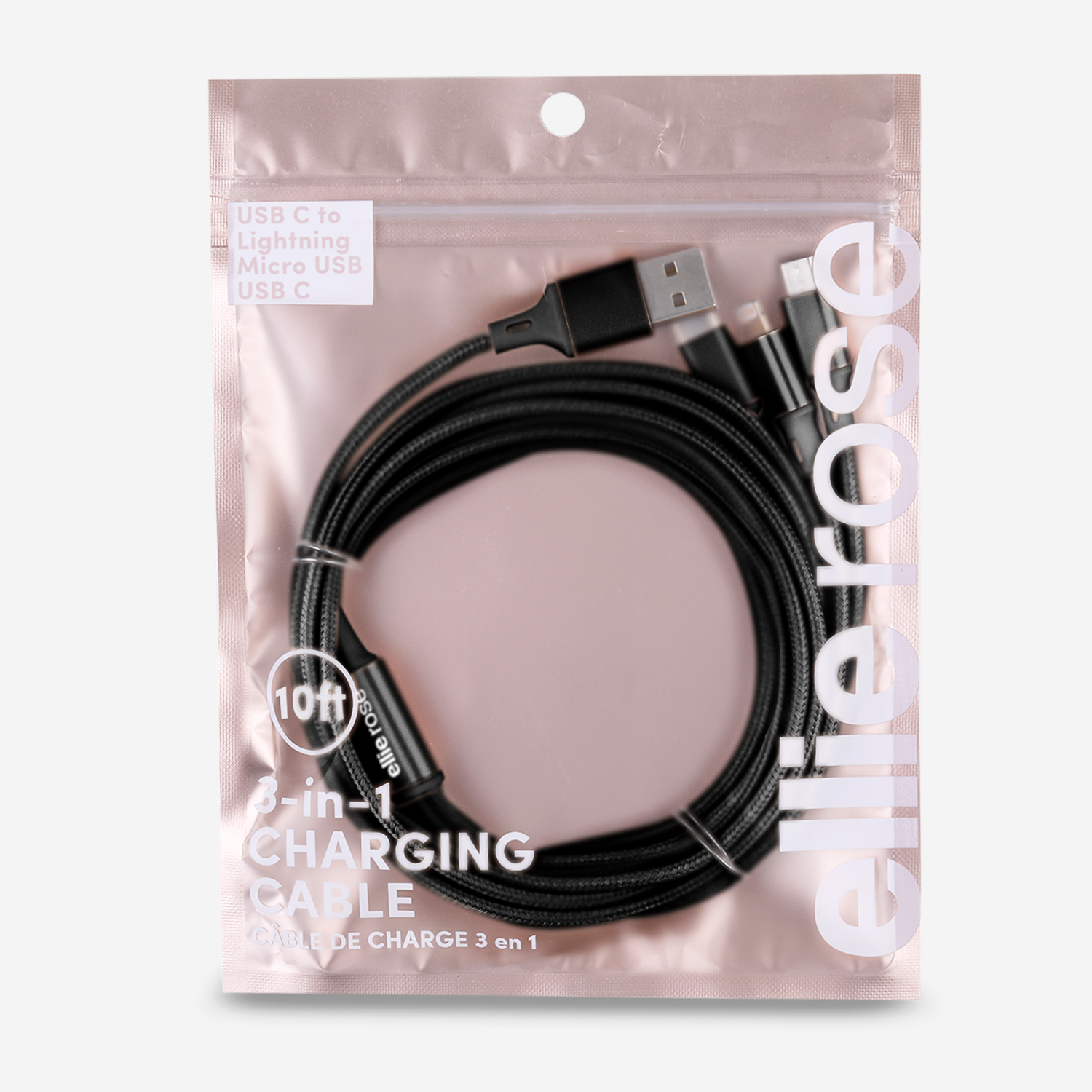 3-in-1 Stay Charged Cable 10 Ft