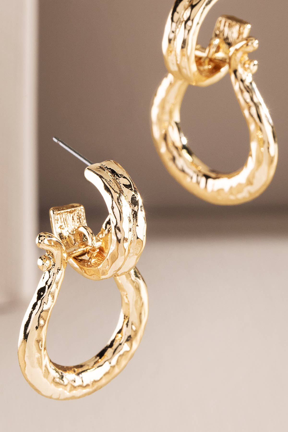 Gold Horseshoe Drop Earrings