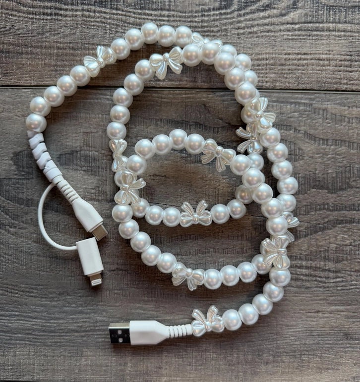 Beaded Phone Charger with Lightning & USB-C Cable