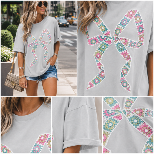 Vintage Charm Bow Patch Top