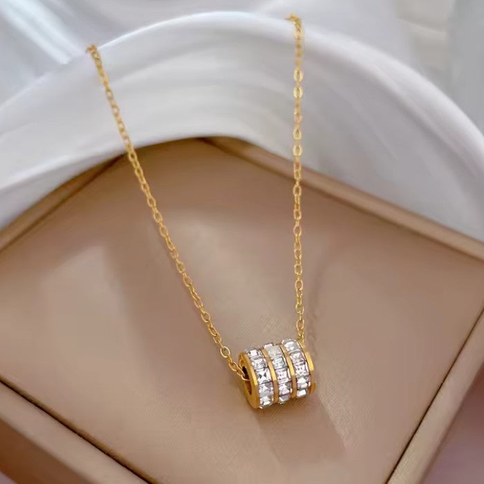 18K Gold Stainless Steel Barrel Necklace
