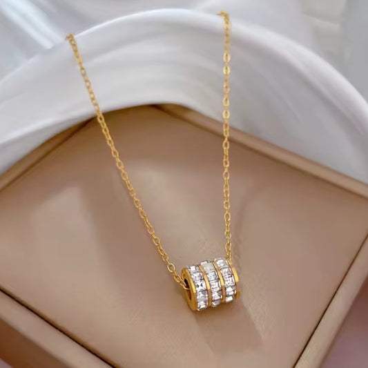 18K Gold Stainless Steel Barrel Necklace