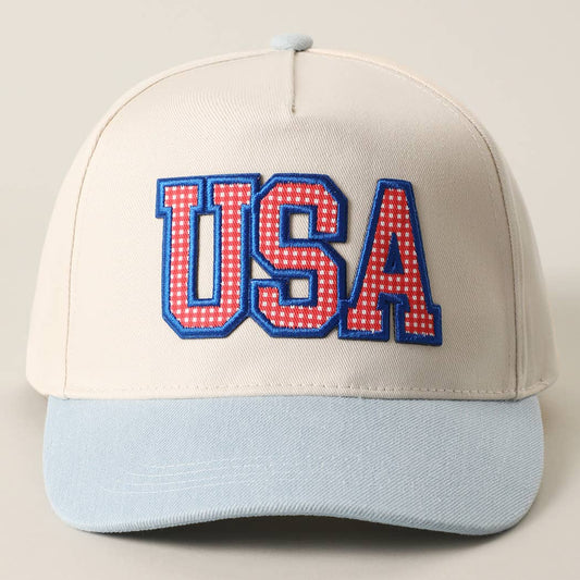 USA Flag Patch Denim Two-Tone Baseball Cap