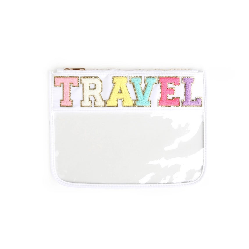 Clear Zippered Varsity Patch Pouch