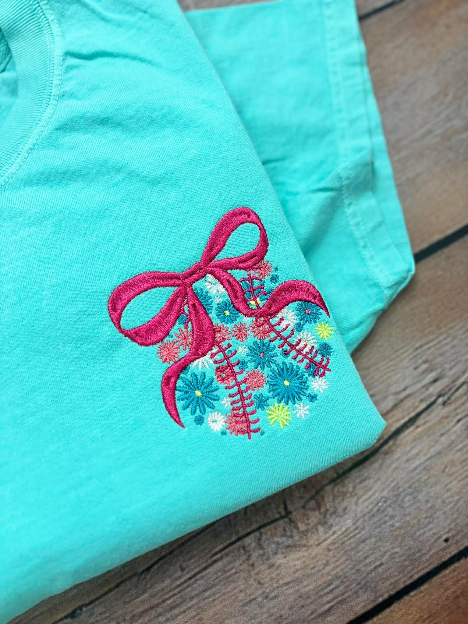 Floral Baseball Embroidery