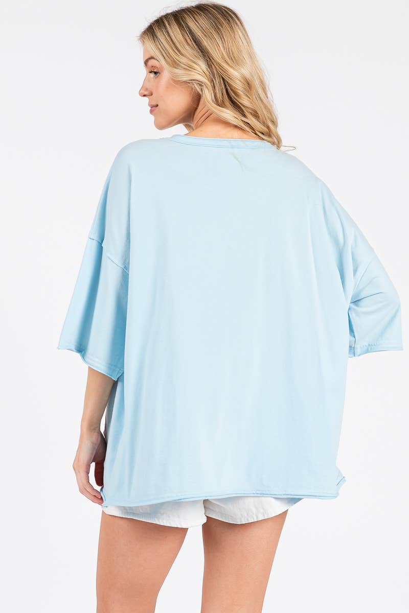 WASHED FLORAL PATCHWORK OVERSIZED TEE