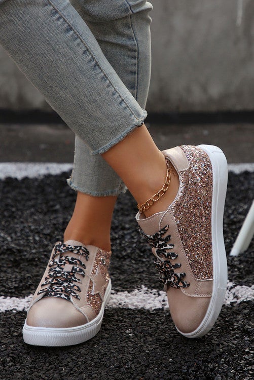 Golden Star Leopard Patch Sneakers Shoes