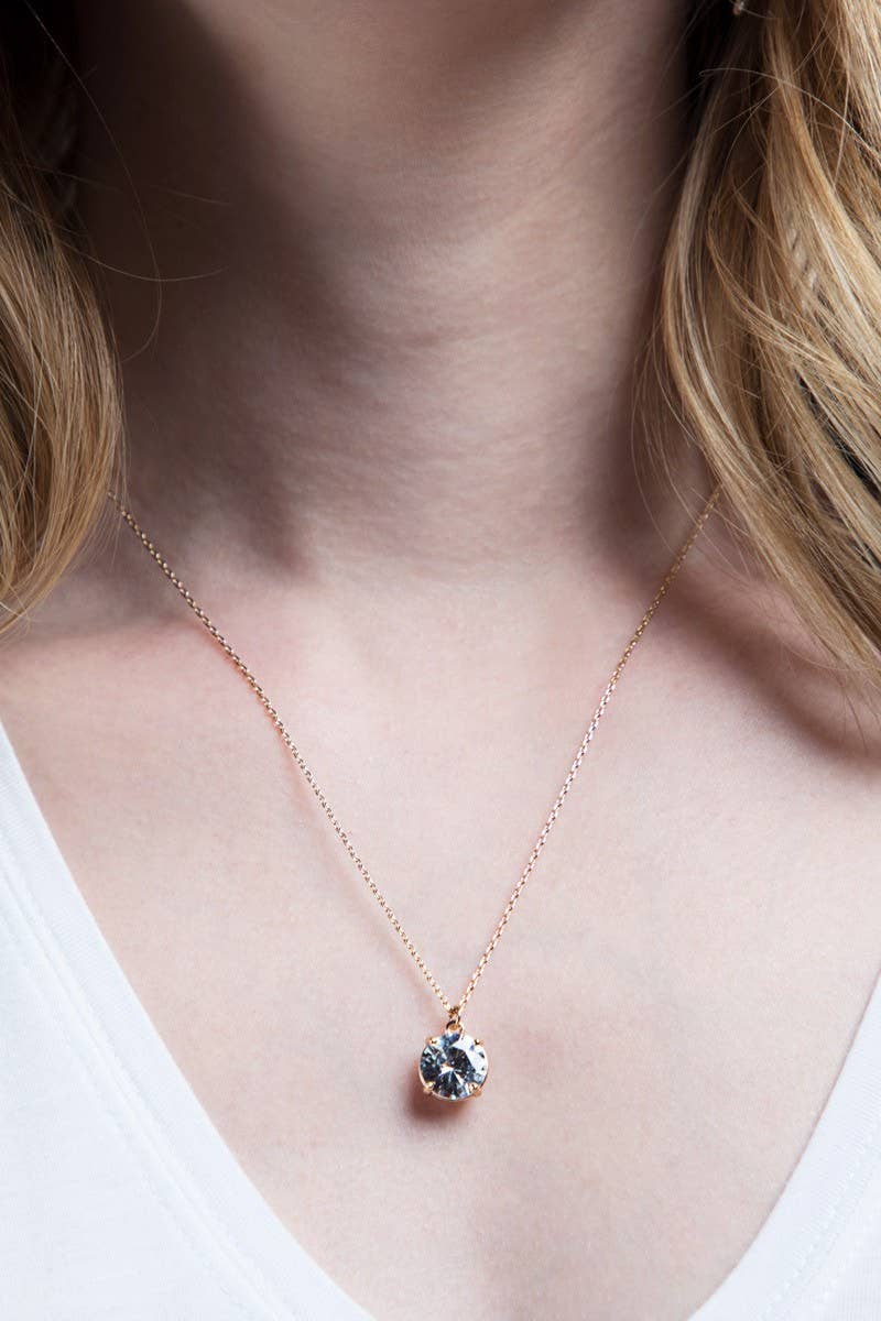 Cubic Zirconia Pendant Short Necklace