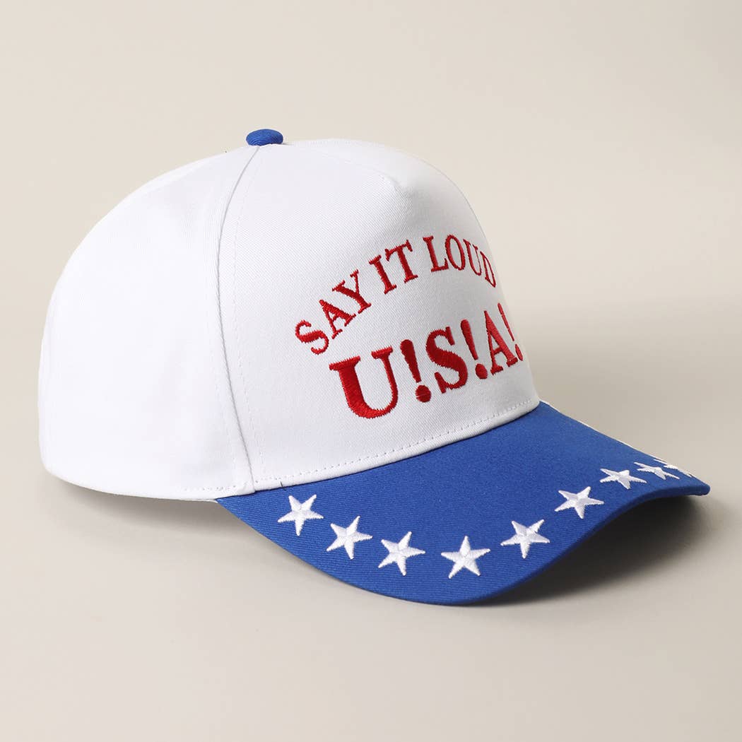 SAY IT LOUD U!S!A! Embroidered Star Brim Trucker Hat