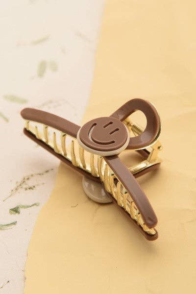 LARGE SMILEY CELLULOSE HAIR CLAW CLIPS