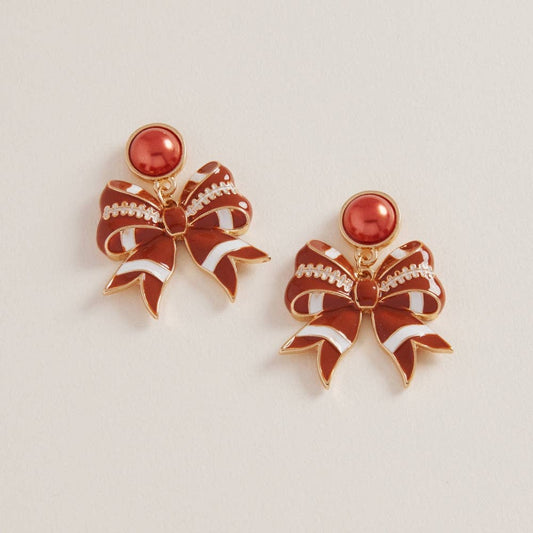 Sideline Bows Football Earrings
