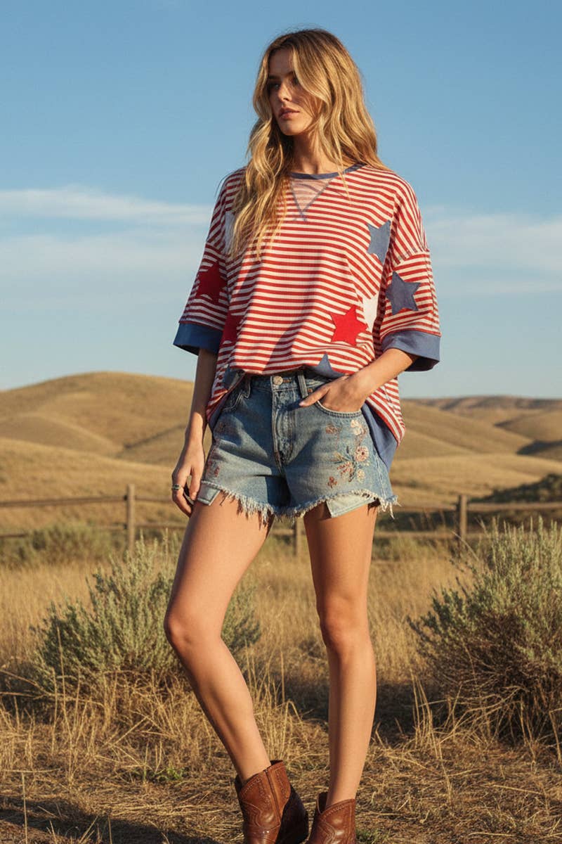 STRIPED AMERICANA OVERSIZED TOP
