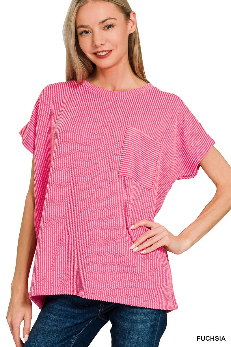 Waffle Pocket Boxy Tee