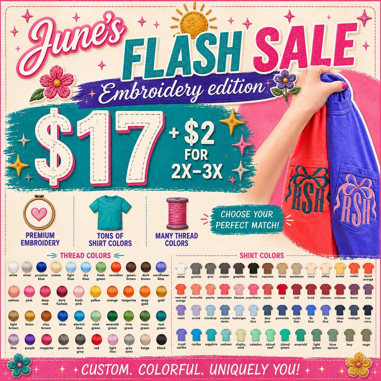 June’s Embroidery FLASH SALE