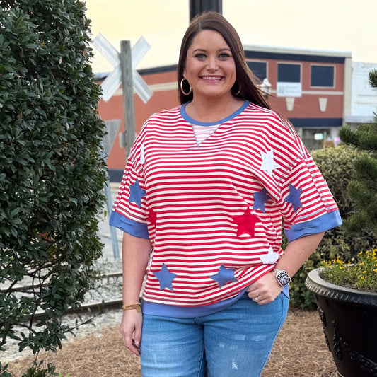 STRIPED AMERICANA OVERSIZED TOP
