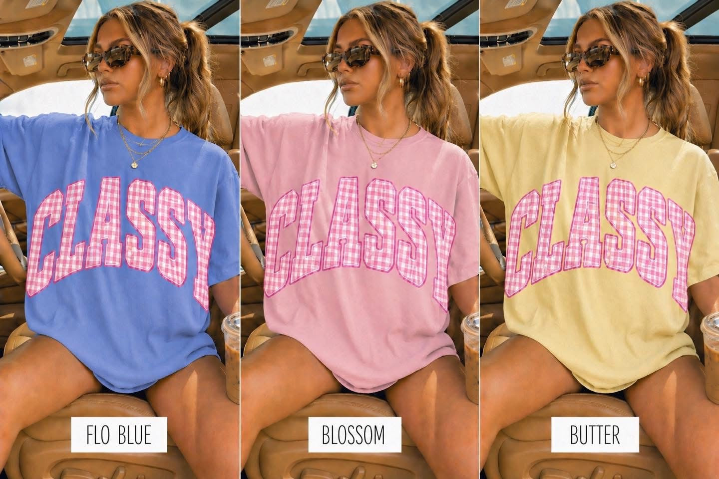 Classy Pink Gingham Graphic Tee | Trendy Tee | Butter