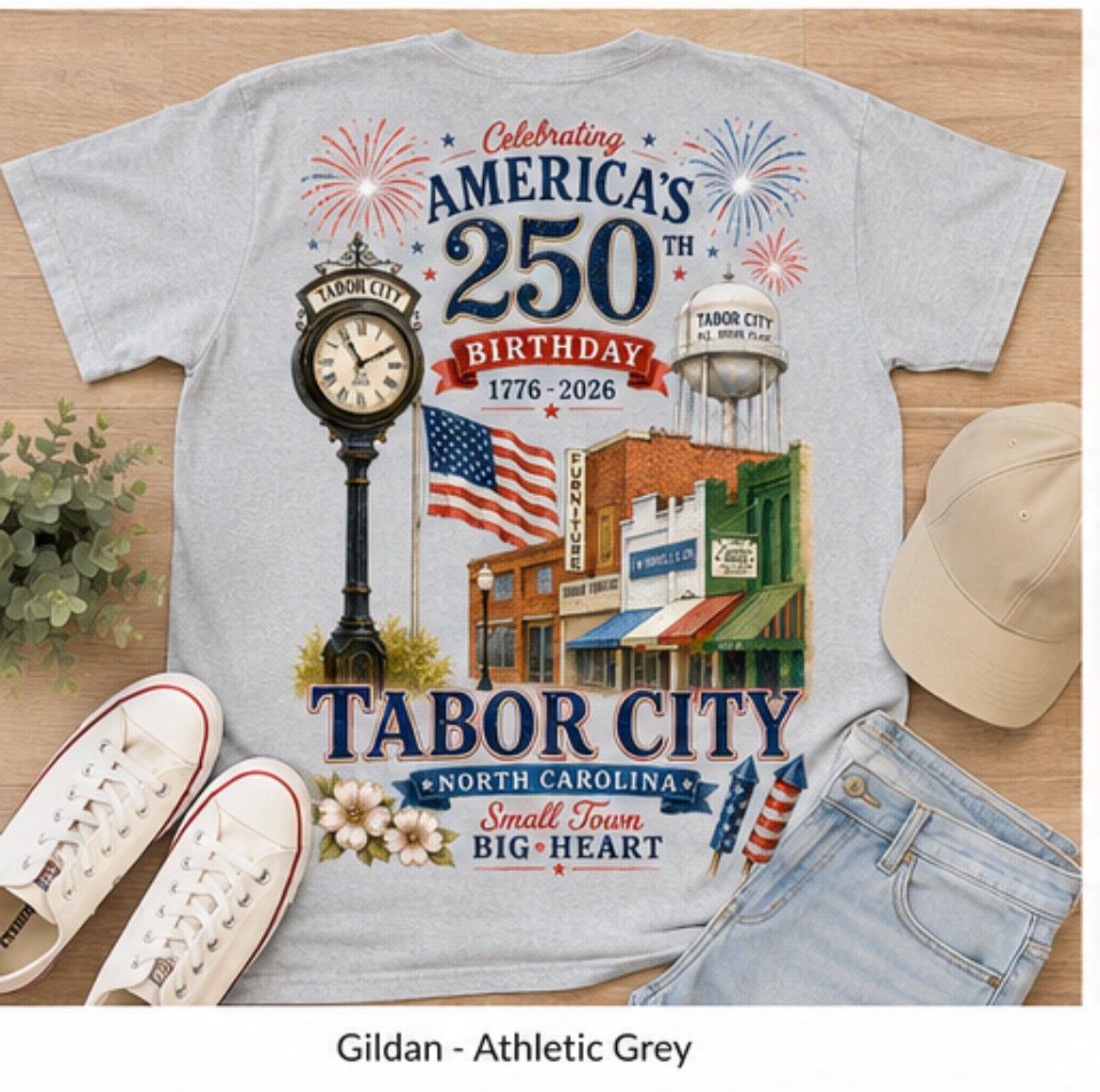 Tabor City America’s 250th Birthday Tee | Patriotic North Carolina Graphic Shirt