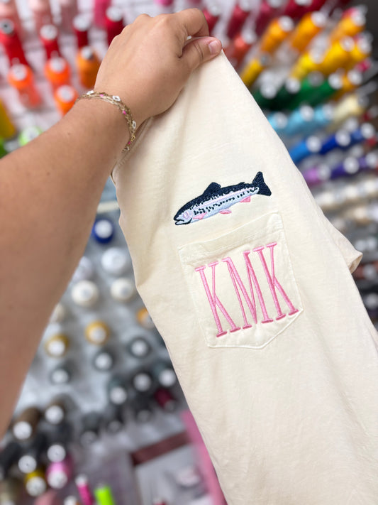 Trout  - CC Pocket Tee with Monogram