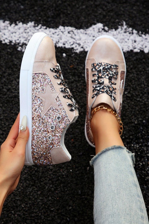 Golden Star Leopard Patch Sneakers Shoes
