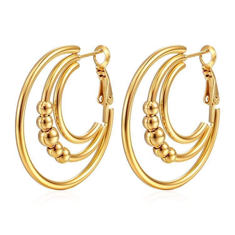 18K STAINLESS STEEL WATERPROOF TARNISH FREE HOOPS