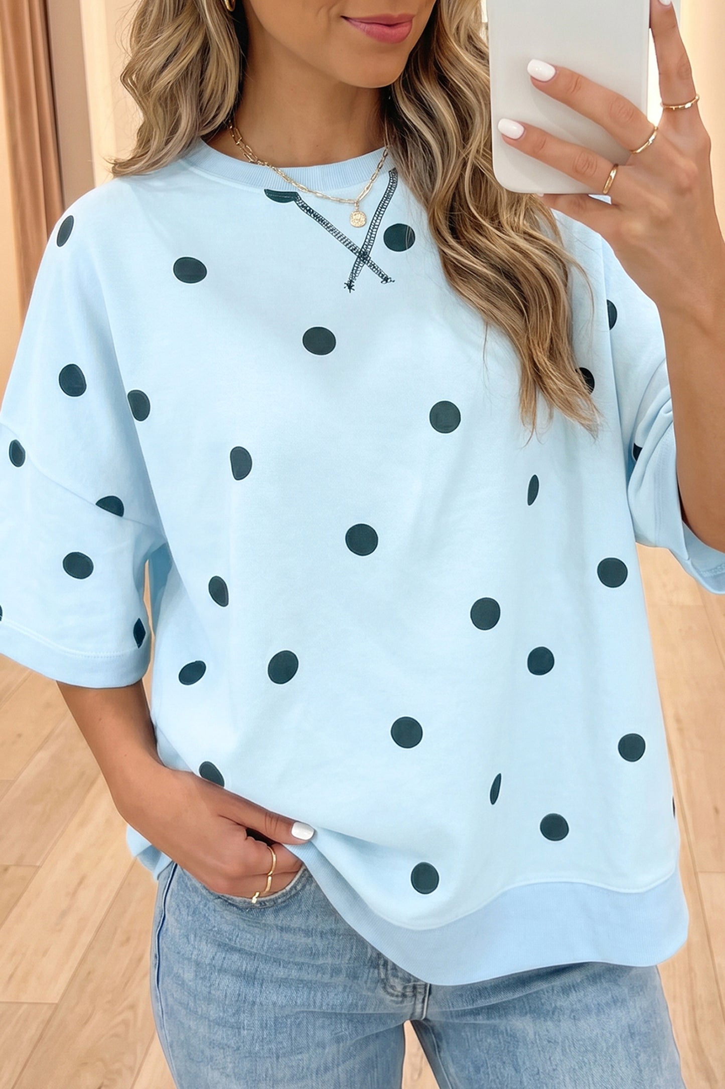 Blue Skies & Polka Dots Oversized Tee