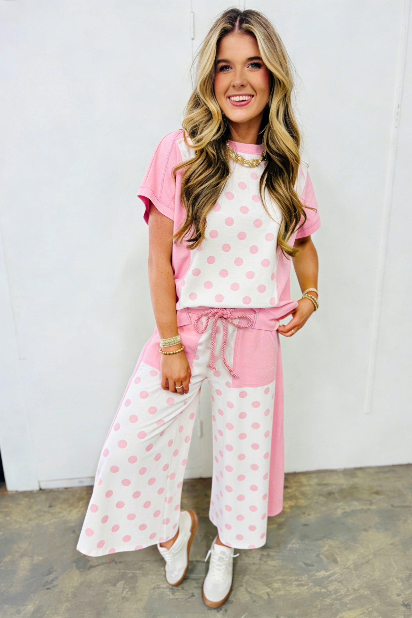 Pink Sugar Polka Dot Wide Leg Set 💕
