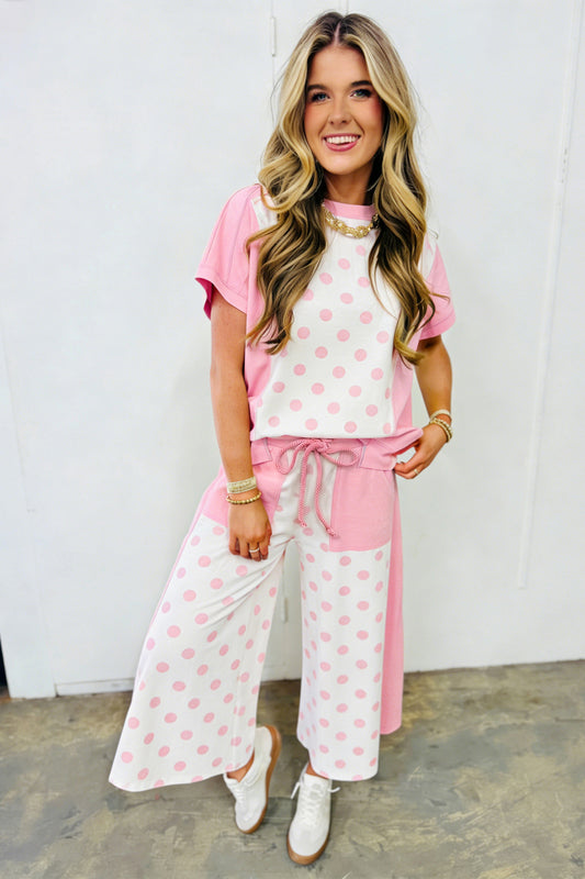 Pink Sugar Polka Dot Wide Leg Set 💕