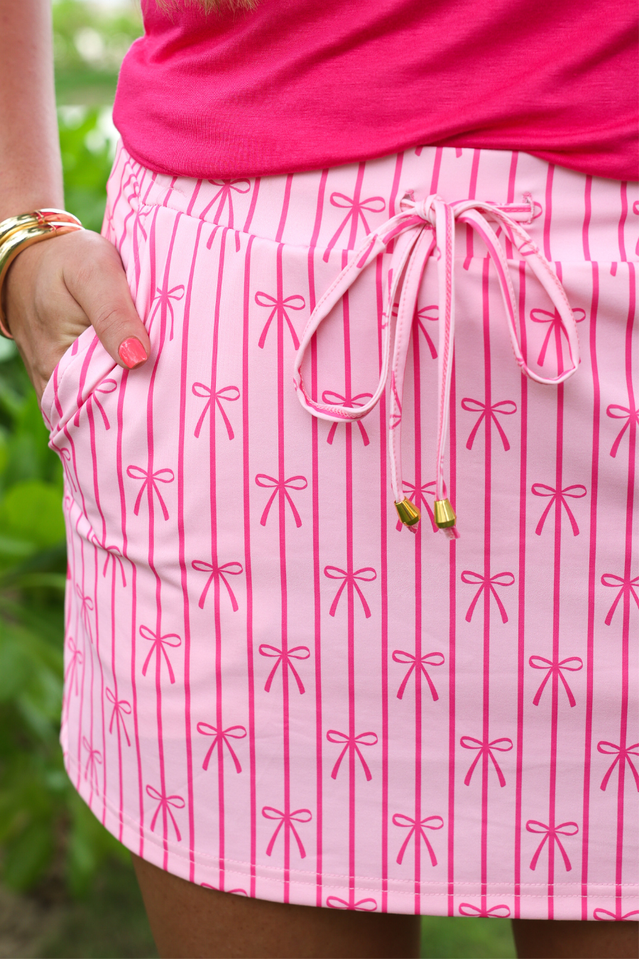 Bow Stripes Skort: Pink / Large