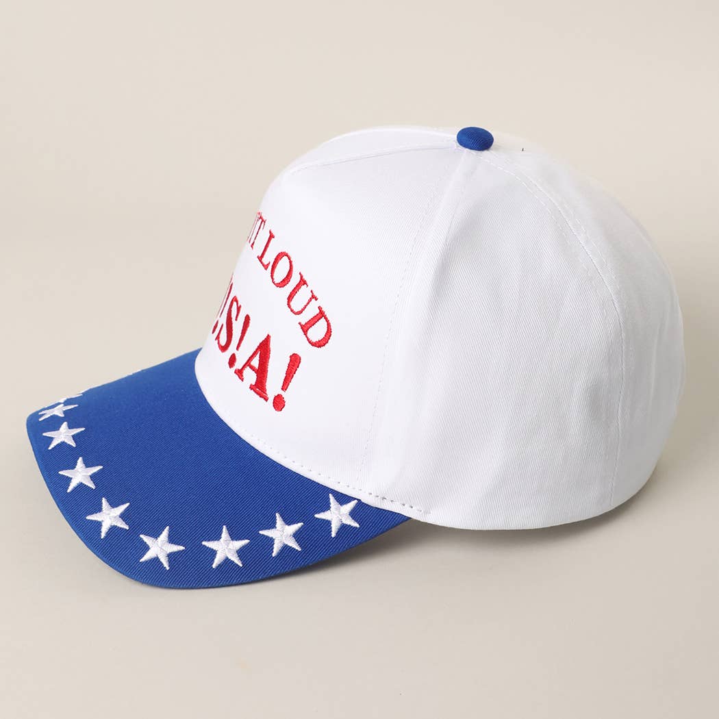 SAY IT LOUD U!S!A! Embroidered Star Brim Trucker Hat