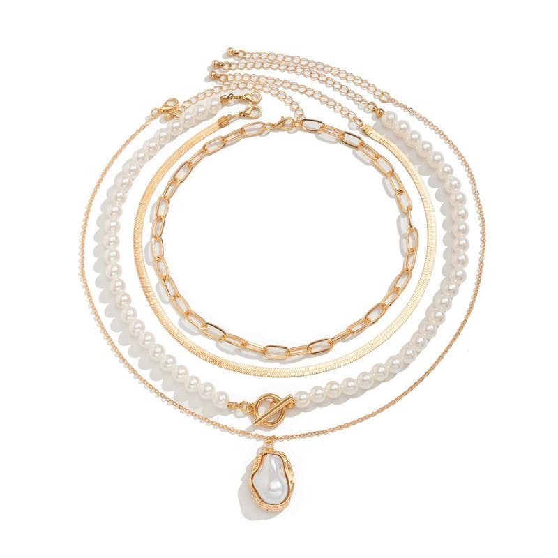 Pearl Charm Toggle Necklace