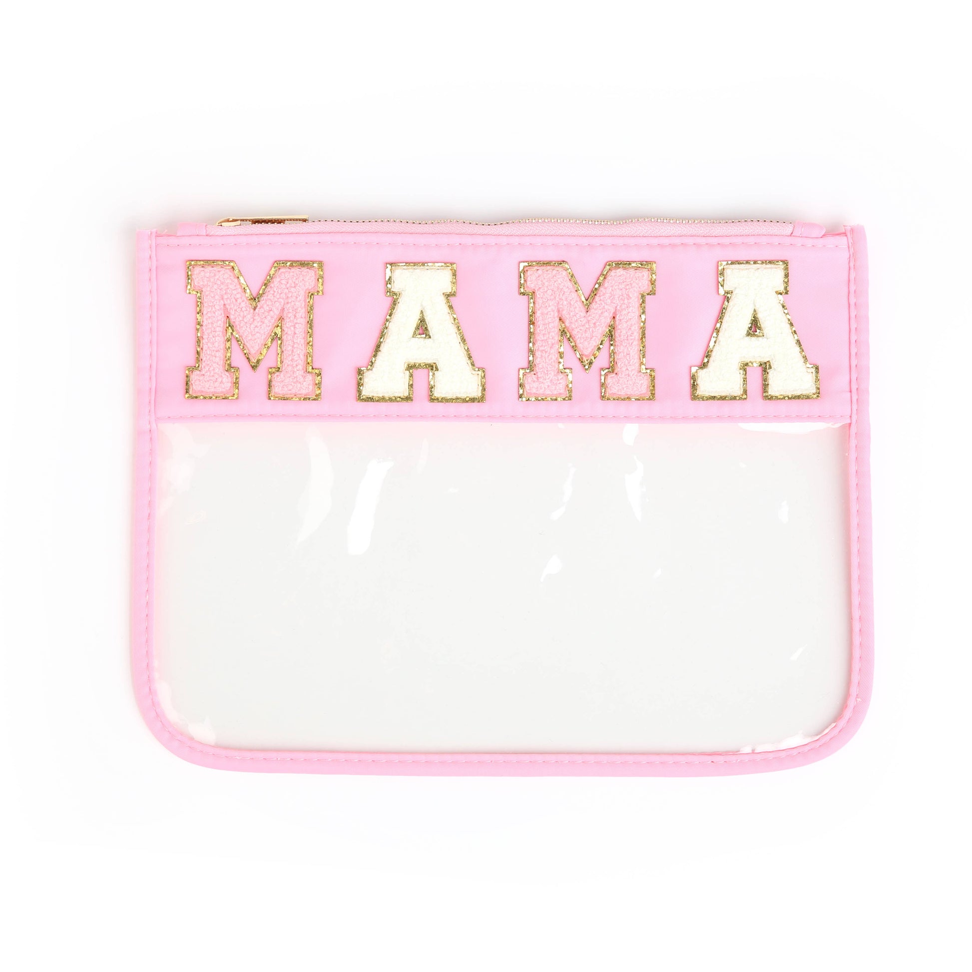 Clear Zippered Varsity Patch Pouch