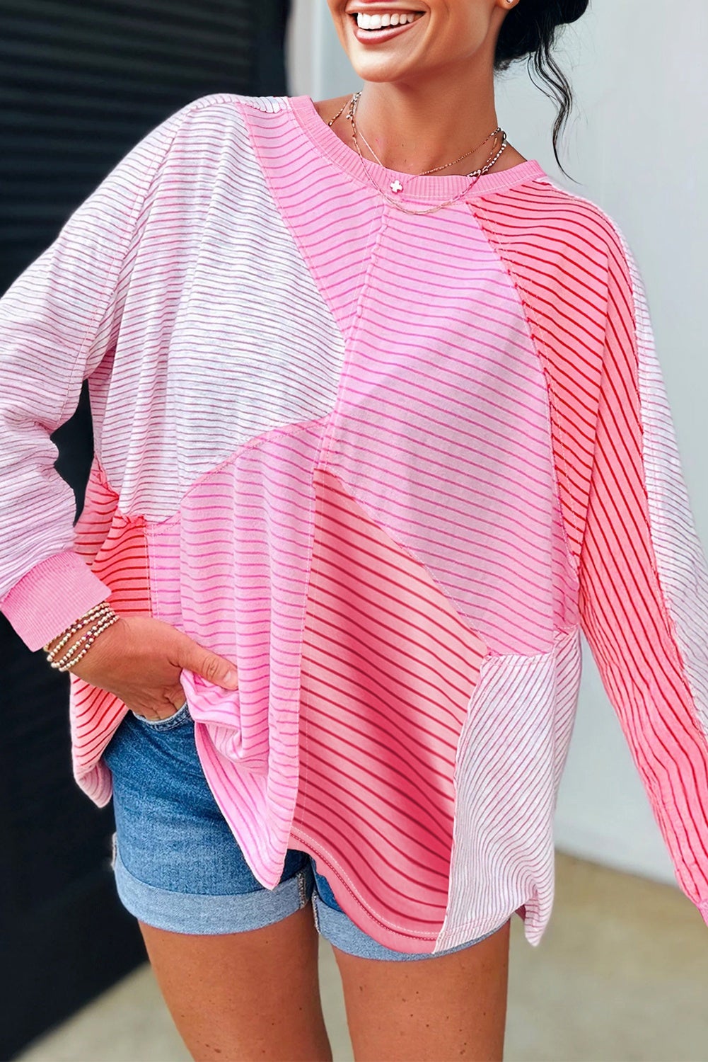 Strawberry Swirl Patchwork Pullover