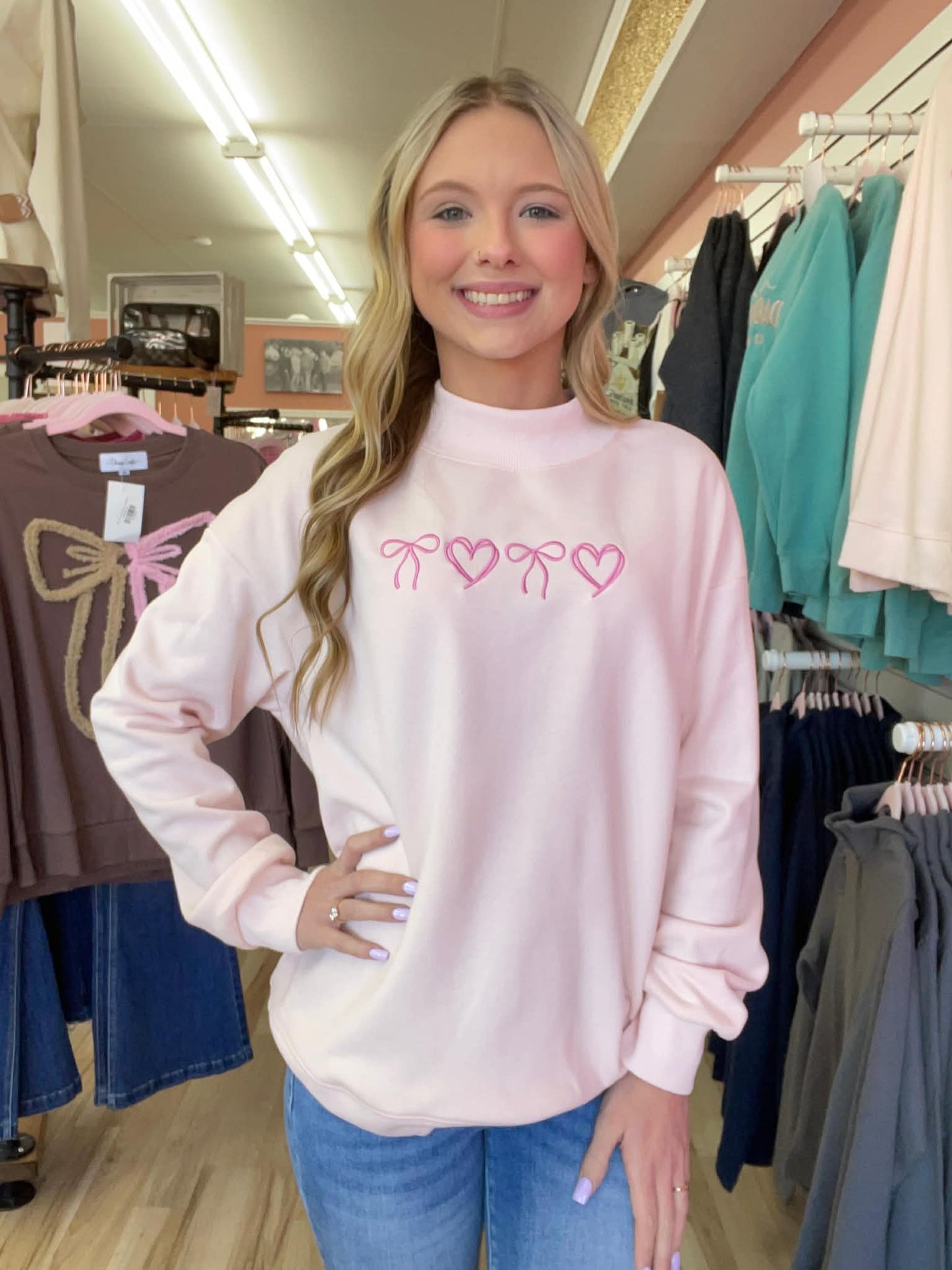 Sweetheart Bows Mockneck