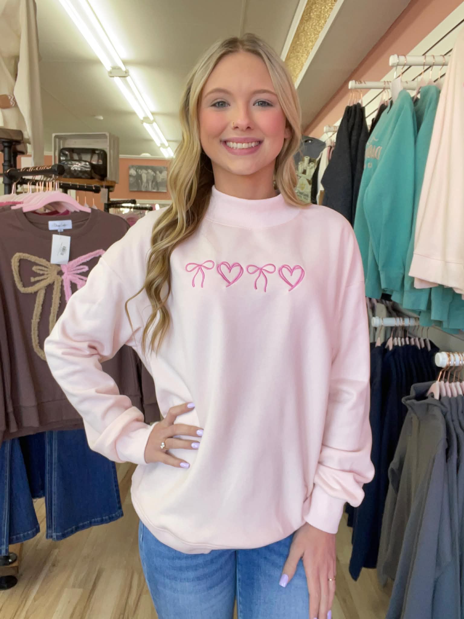 Sweetheart Bows Mockneck