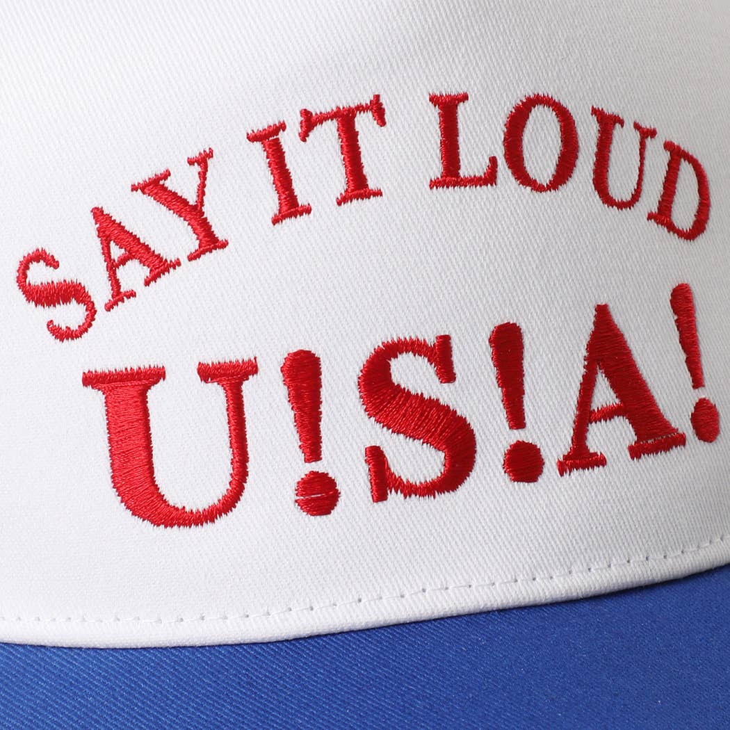 SAY IT LOUD U!S!A! Embroidered Star Brim Trucker Hat