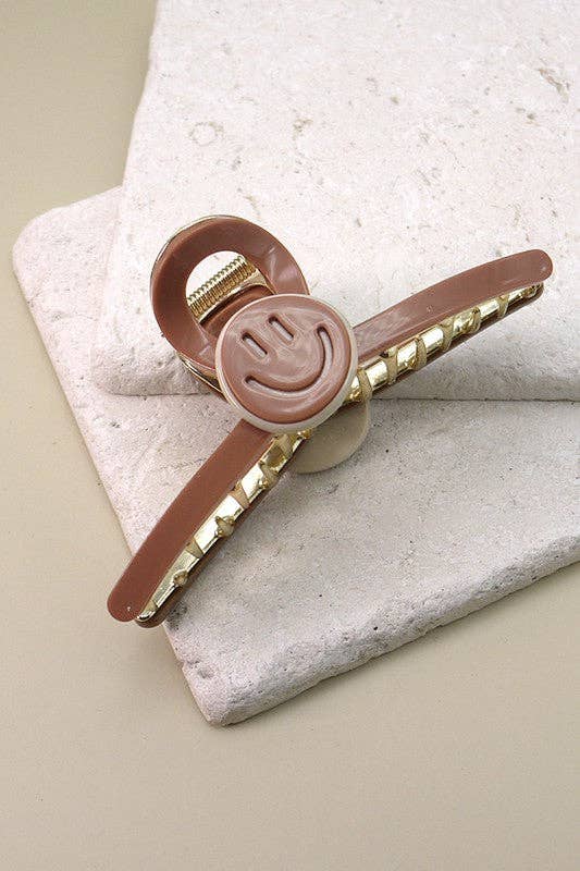 LARGE SMILEY CELLULOSE HAIR CLAW CLIPS